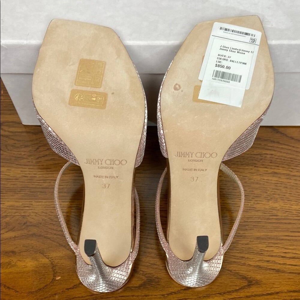 Jimmy Choo Anise 95 Ballet Pink Diamond Glitter Stiletto Heels EU 37 US 7 NEW - Picture 13 of 15